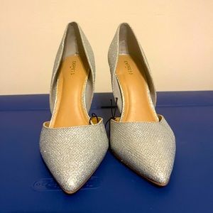 Express silver sparkle pumps size 8